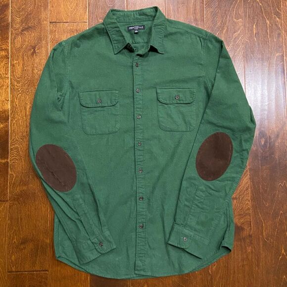 J. Crew Mercantile Flex Outdoors Button Front Green Shirt Men's Size LT - Picture 4 of 8